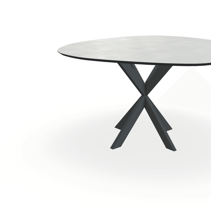 Eettafel Melamine Beton Licht - Wolk Rond - Kruispoot Ultra Onderstel Mat Antraciet - {{ product.type }} - Kas20