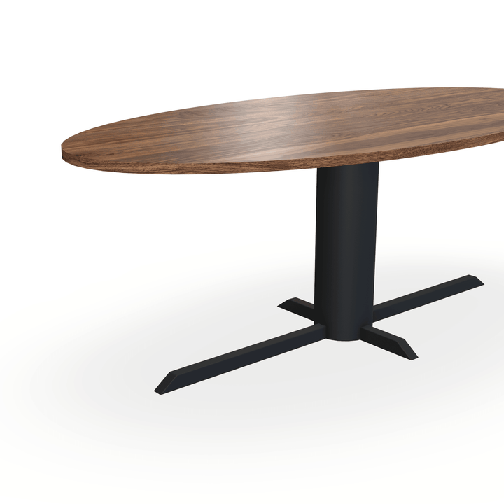 Eettafel Noten Naturel - Ovaal - Ilona Onderstel Mat Zwart - {{ product.type }} - Kas20