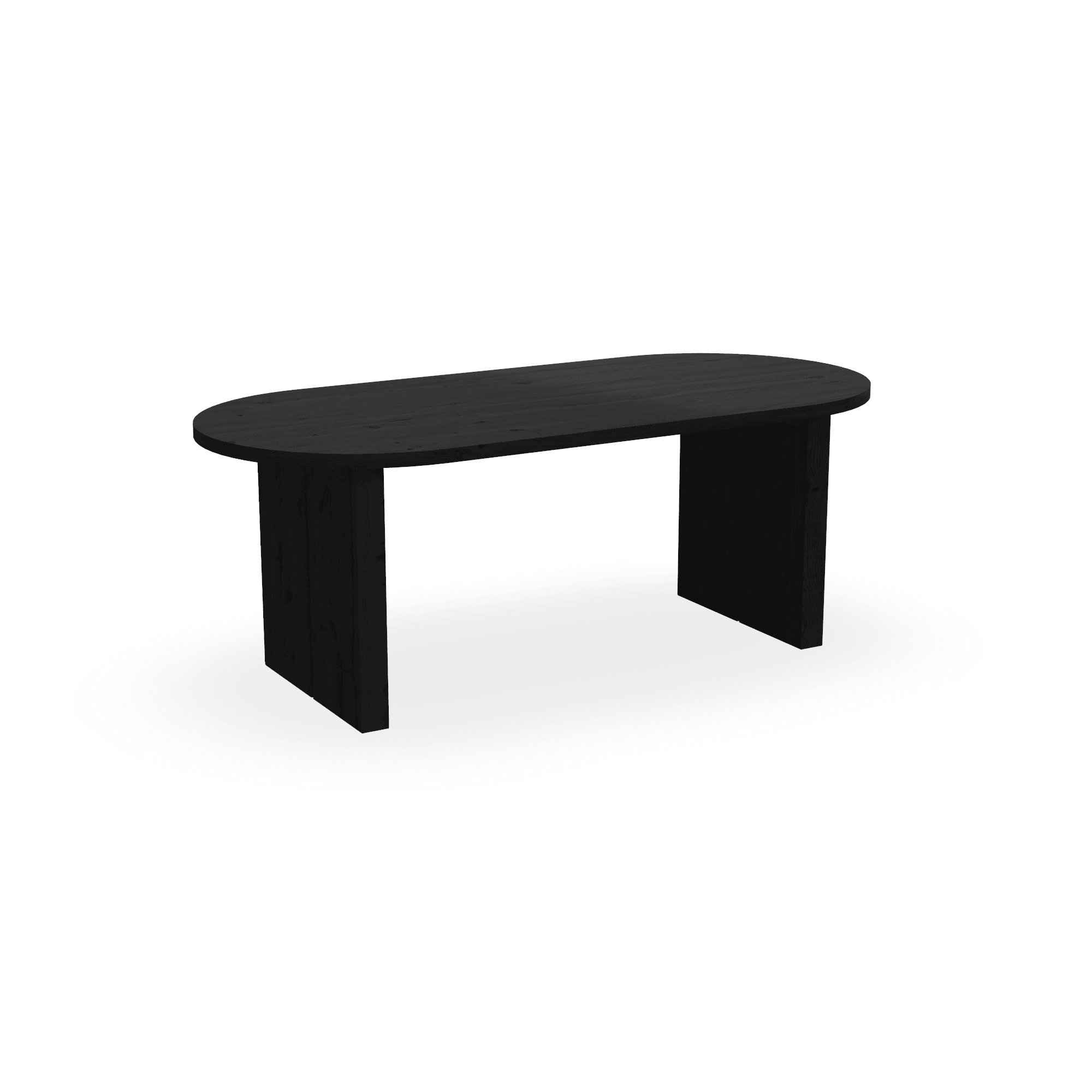 Eiken eettafel zwart - plat ovaal - houten blok poot - {{ product.type }} - Kas20