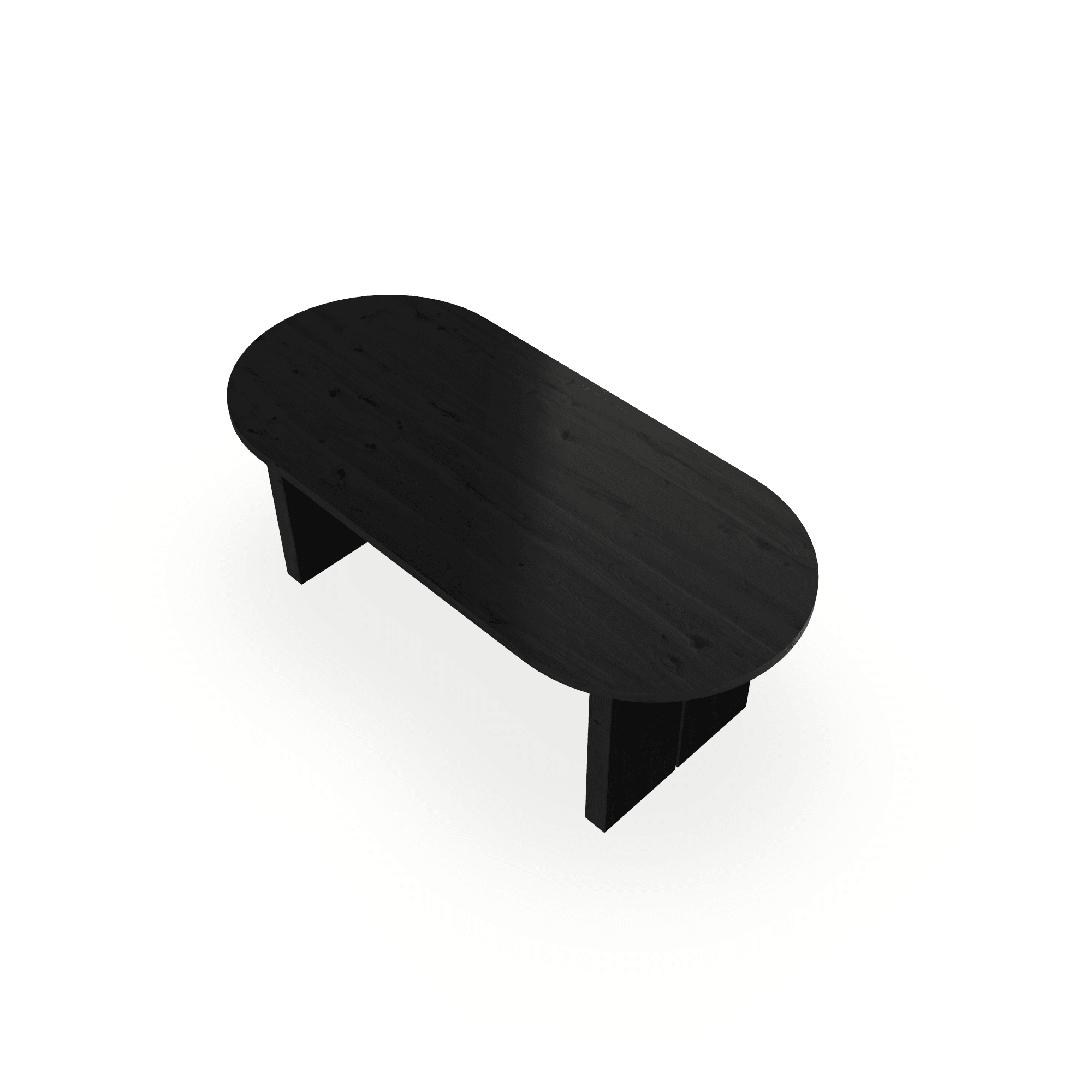Eiken eettafel zwart - plat ovaal - houten blok poot - {{ product.type }} - Kas20