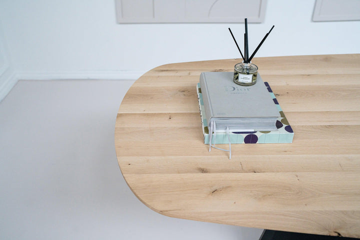 Eiken massief naturel eettafel - Deens ovaal - Sjors onderstel - {{ product.type }} - Kas20