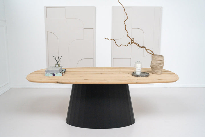 Eiken massief naturel eettafel - Deens ovaal - Sjors onderstel - {{ product.type }} - Kas20