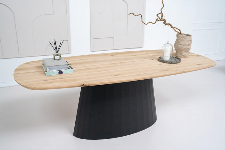Eiken massief naturel eettafel - Deens ovaal - Sjors onderstel - {{ product.type }} - Kas20
