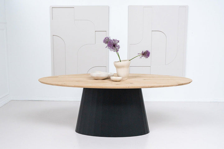 Eiken massief naturel eettafel - Ovaal - Sjors onderstel - {{ product.type }} - Kas20