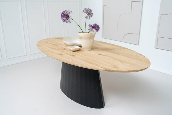 Eiken massief naturel eettafel - Ovaal - Sjors onderstel - {{ product.type }} - Kas20