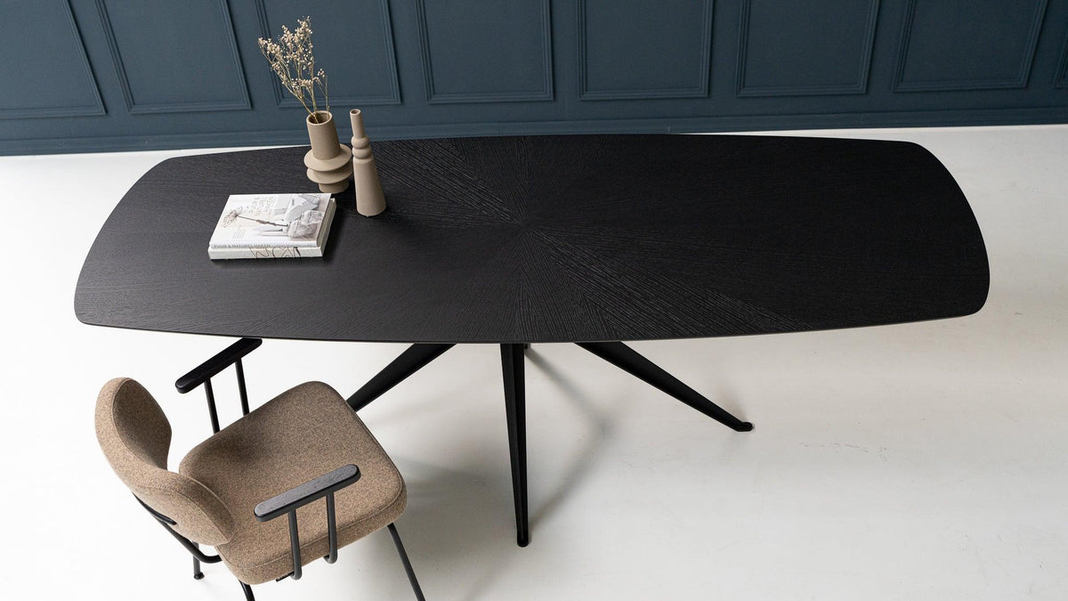 Eiken ster zwart eettafel - deens ovaal - 3cm blad - Anna poot – Kas20