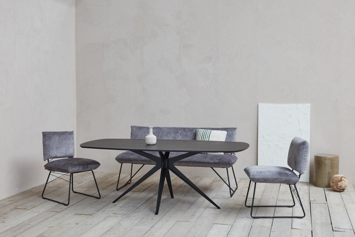 Eiken zwart eettafel - Deens ovaal met Facet - Anna poot - Basic - {{ product.type }} - Kas20