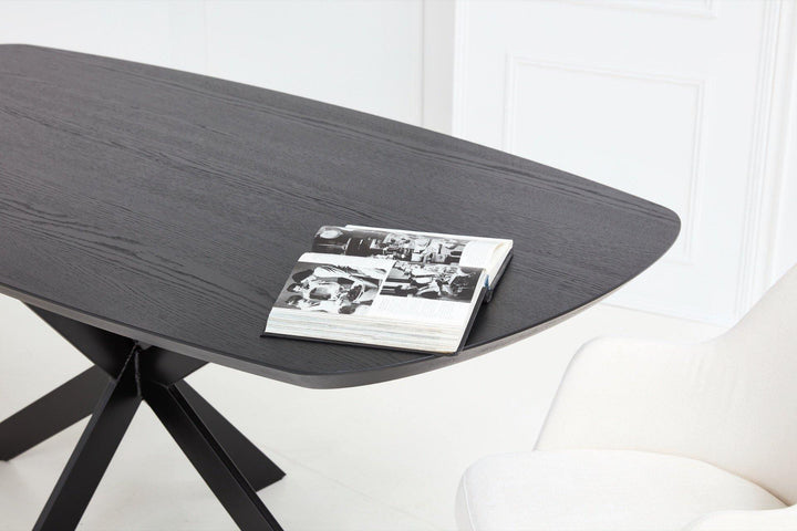 Eikentafel Deens Ovaal - Zwart 4cm blad met Facet - Matrix poot ultra dun - Basic - {{ product.type }} - Kas20