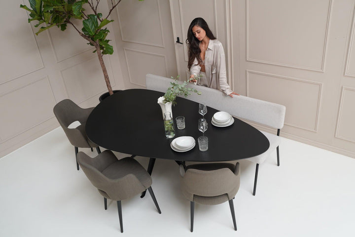 Eiken eettafel Zwart - Kiezel A- Anna zwart - {{ product.type }} - Kas20