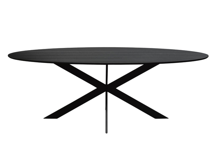 Eikentafel Ovaal - Zwart 2cm blad met Facet - Matrix poot ultra dun - Basic - {{ product.type }} - Kas20