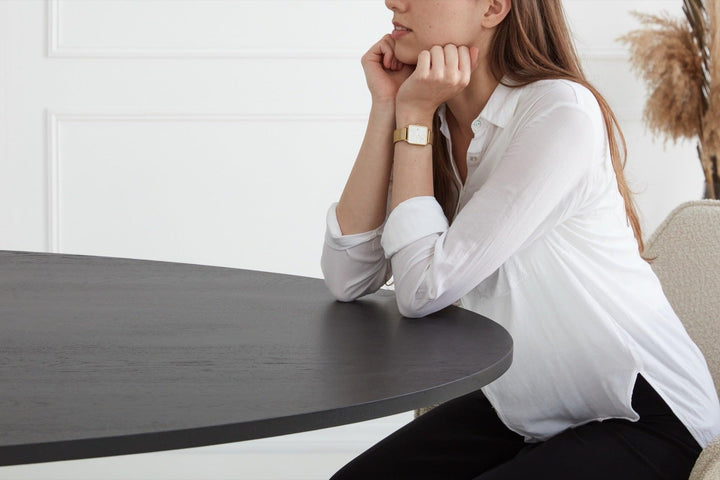 Eiken massief eettafel zwart - Ovaal - Spin zwart - {{ product.type }} - Kas20