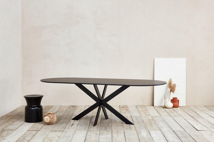 Eiken eettafel zwart - Plat Ovaal - matrix ultra dun zwart - {{ product.type }} - Kas20