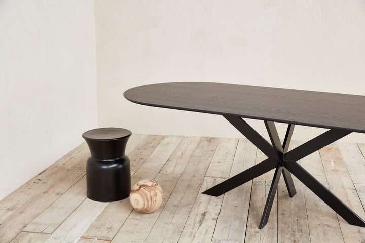 Eiken eettafel zwart - Plat Ovaal - matrix ultra dun zwart - {{ product.type }} - Kas20