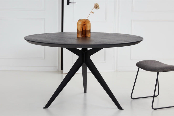 Eikentafel Rond - Zwart 4cm blad met Facet - Stella poot - {{ product.type }} - Kas20