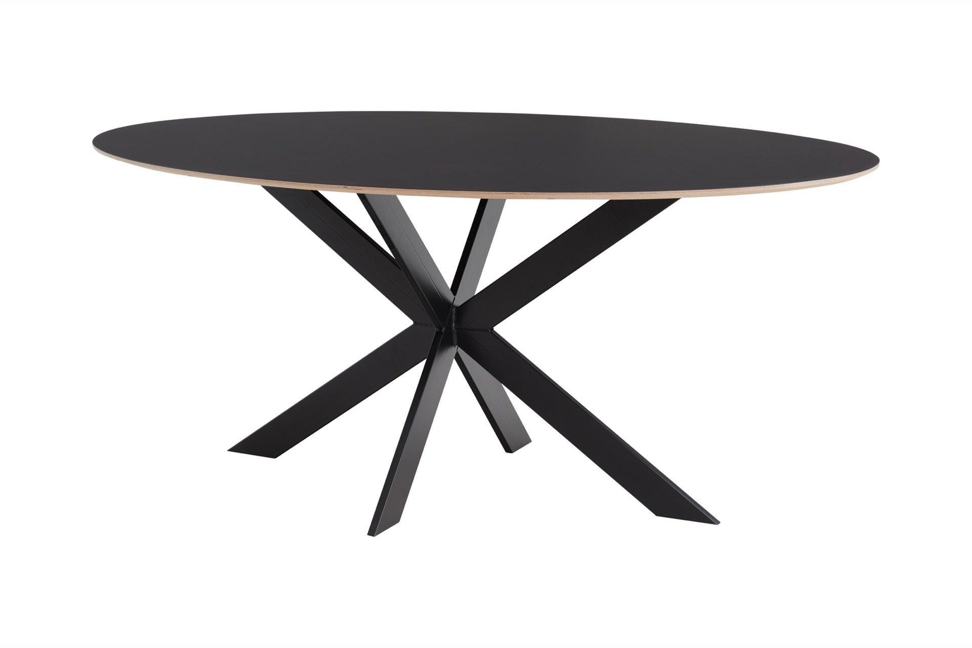 Fenix multiplex tafel Ovaal  - Nero Ingo 2cm blad facet - Matrix poot ultra dun - {{ product.type }} - Kas20
