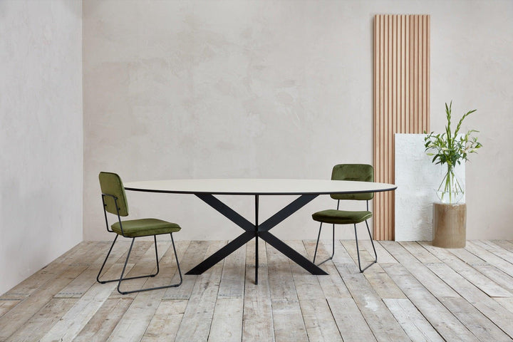 Fenix tafel ovaal - Bianco Male met Facet zwart - Matrix poot ultra dun - {{ product.type }} - Kas20