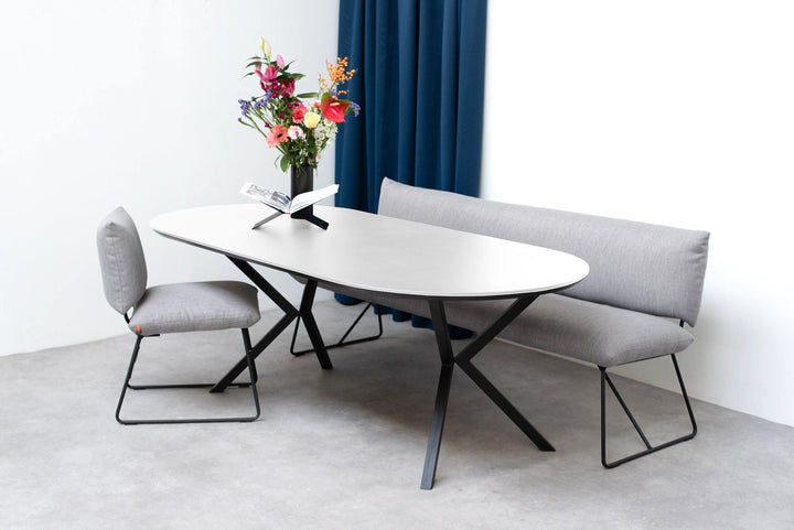 Fenix eettafel Bianco Cos - Plat ovaal - VV poot - {{ product.type }} - Kas20