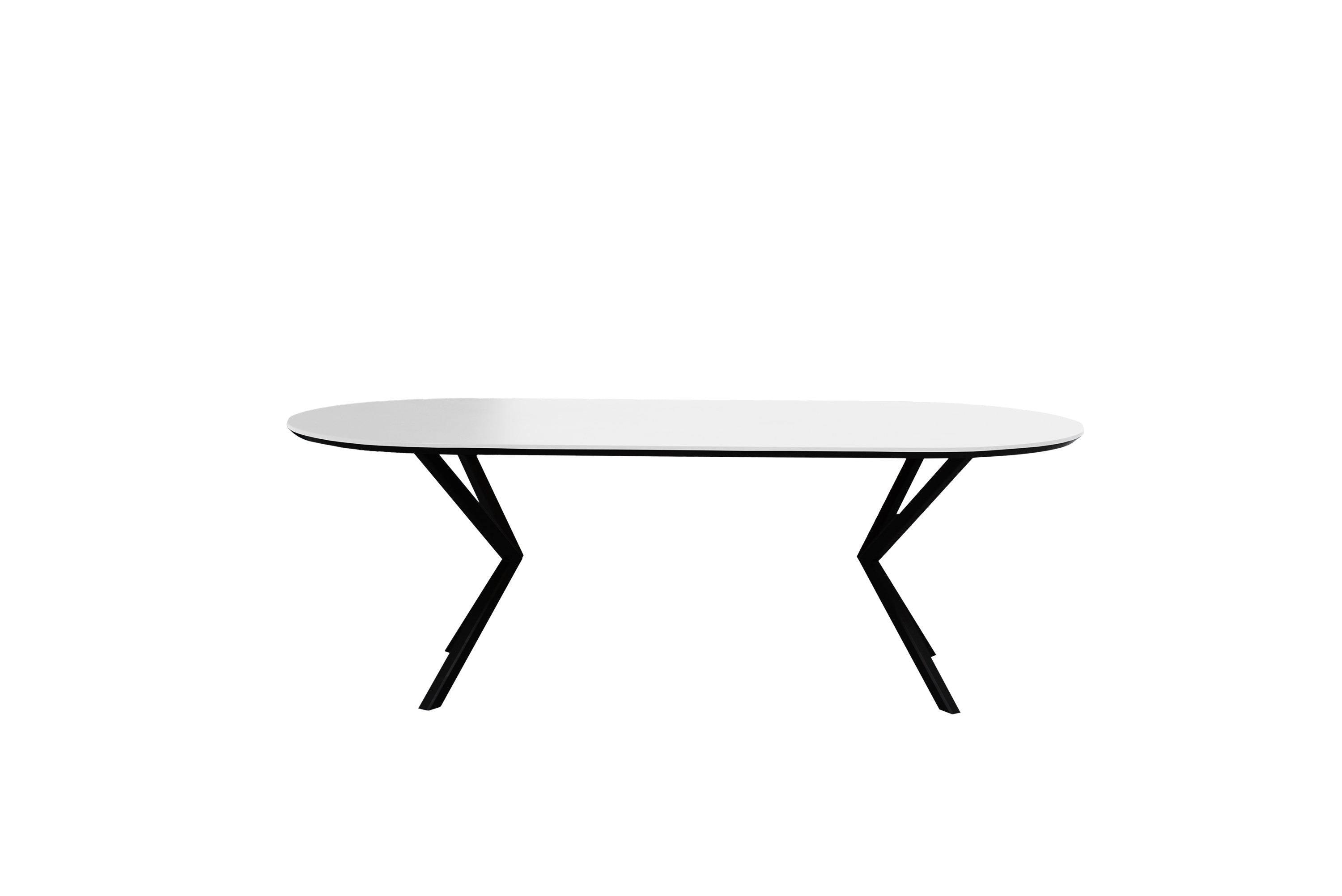 Fenix tafel Plat ovaal - Bianco Cos 3cm blad met Facet - VV poot - {{ product.type }} - Kas20