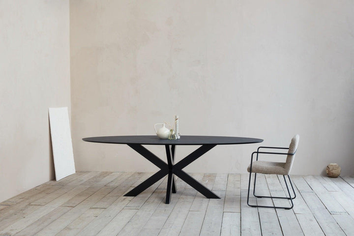 HPL Eettafel FC18 Marmer - Ovaal - Matrix dun zwart - {{ product.type }} - Kas20