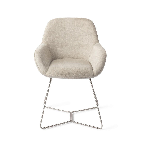 Kushi Eetkamerstoel - Ivory Ivy, Beehive Steel - {{ product.type }} - Kas20
