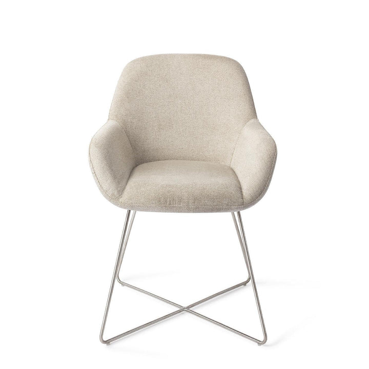 Kushi Eetkamerstoel - Ivory Ivy, Cross Steel - {{ product.type }} - Kas20