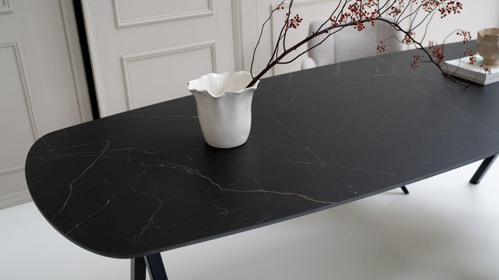 Keramiek eettafel nero ardi - Deens ovaal - Scissor zwart - {{ product.type }} - Kas20