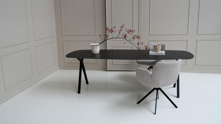 Keramiek eettafel nero ardi - Deens ovaal - Scissor zwart - {{ product.type }} - Kas20