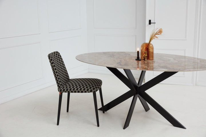 Keramiek eettafel ankara bronze glans - ovaal - Matrix ultra dun zwart - {{ product.type }} - Kas20