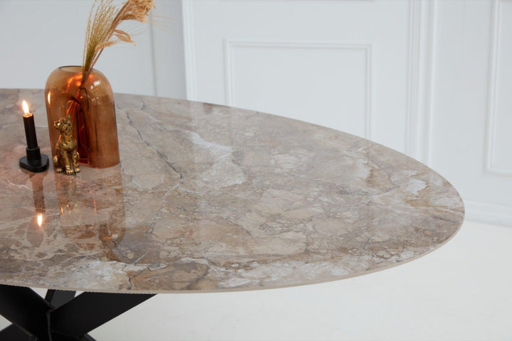 Keramiek eettafel ankara bronze glans - ovaal - Matrix ultra dun zwart - {{ product.type }} - Kas20