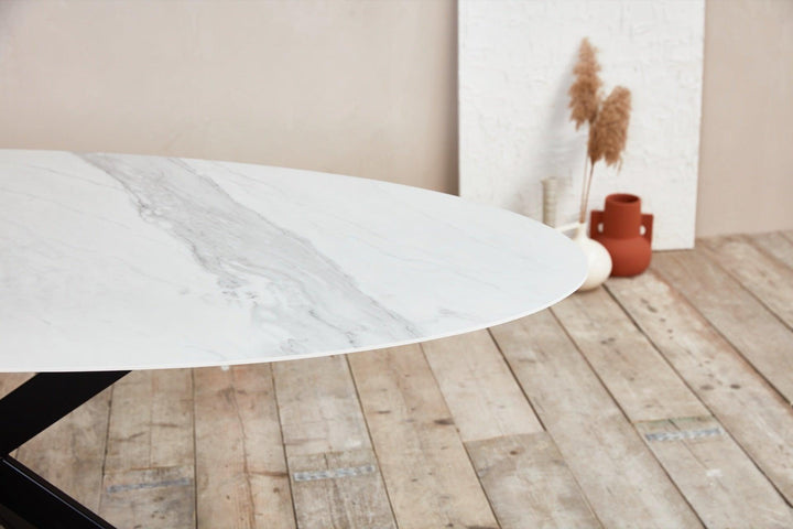 Keramiek eettafel calacatta mat - Ovaal - Matrix ultra dun zwart - {{ product.type }} - Kas20