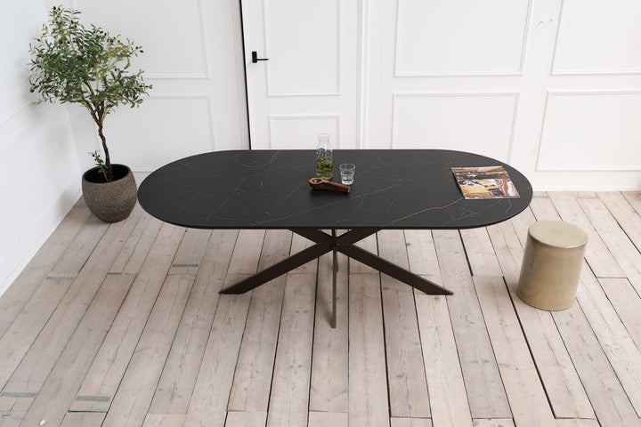 Keramiek eettafel nero ardi mat - plat ovaal - Matrix ultra dun zwart - {{ product.type }} - Kas20