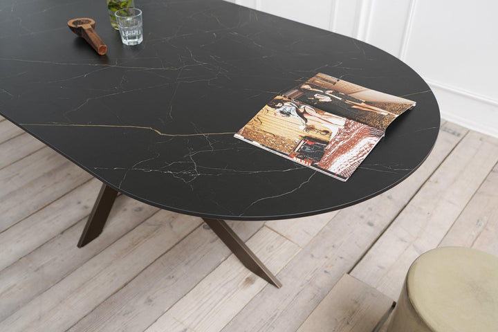 Keramiek eettafel nero ardi mat - plat ovaal - Matrix ultra dun zwart - {{ product.type }} - Kas20
