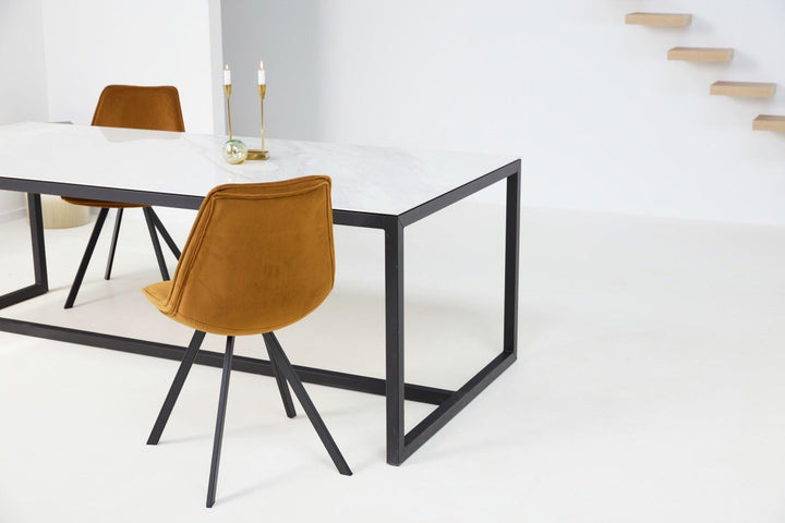Marmeren eettafel Recht - Calacatta pullido Keramiek 5mm blad - Kubusframe K4 - {{ product.type }} - Kas20