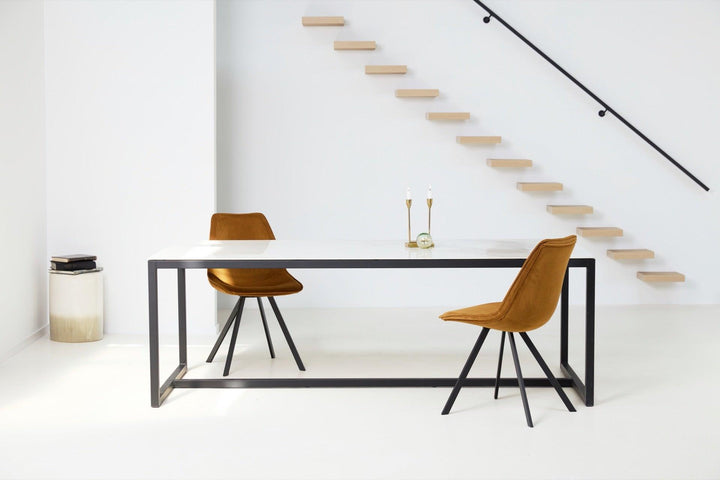 Marmeren eettafel Recht - Calacatta pullido Keramiek 5mm blad - Kubusframe K4 - {{ product.type }} - Kas20