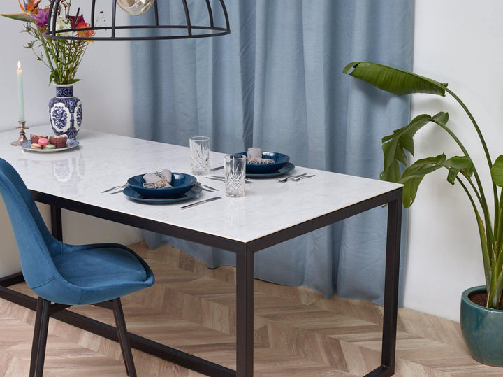 Marmeren eettafel Recht - Carrara Keramiek 5mm blad - Kubusframe K4 - {{ product.type }} - Kas20