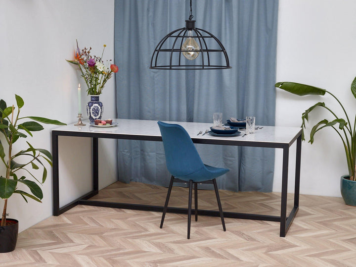 Marmeren eettafel Recht - Carrara Keramiek 5mm blad - Kubusframe K4 - {{ product.type }} - Kas20