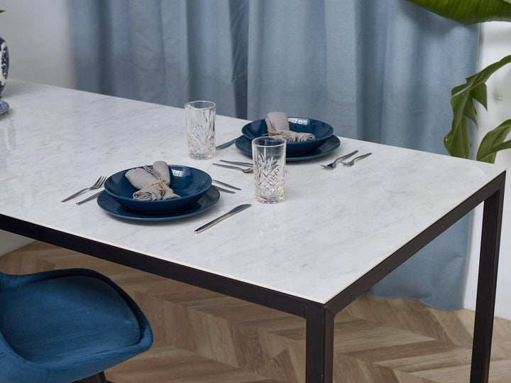 Marmeren eettafel Recht - Carrara Keramiek 5mm blad - Kubusframe K4 - {{ product.type }} - Kas20