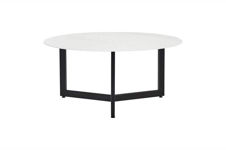 Marmeren Salontafel Rond - Marmer Calacatta Pullido Keramiek 5mm blad - Driehoek poot - {{ product.type }} - Kas20