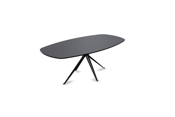 Melamine eettafel beton donker - Deens ovaal - Anna onderstel - {{ product.type }} - Kas20