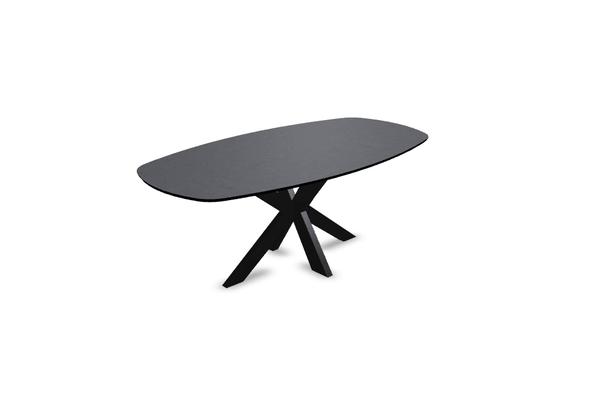 Melamine eettafel beton donker - Deens ovaal - Matrix dun onderstel - {{ product.type }} - Kas20