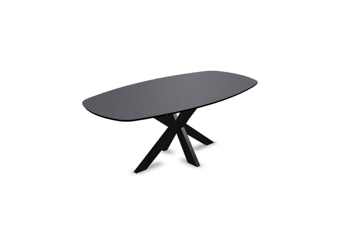 Melamine eettafel beton donker - Deens ovaal - Matrix dun onderstel - {{ product.type }} - Kas20