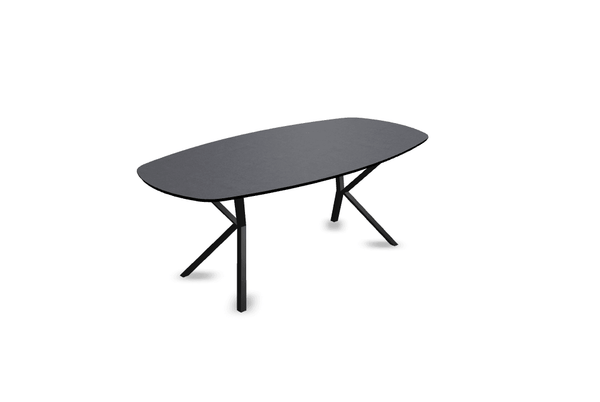 Melamine eettafel beton donker - Deens ovaal - VV onderstel - {{ product.type }} - Kas20