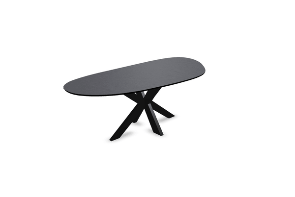 Melamine eettafel beton donker - Organisch Type A - Matrix dun onderstel - {{ product.type }} - Kas20