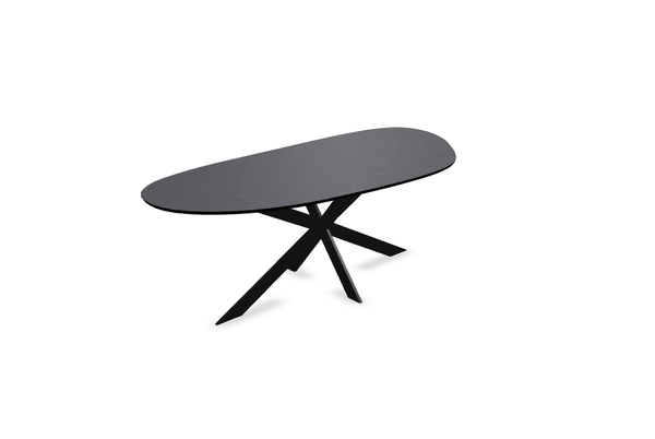 Melamine eettafel beton donker - Organisch Type A - Matrix ultra dun onderstel - {{ product.type }} - Kas20