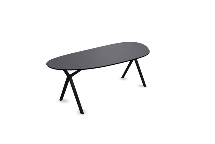 Melamine eettafel beton donker - Organisch Type A - Scissor onderstel - {{ product.type }} - Kas20