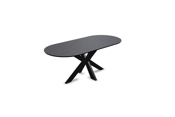 Melamine eettafel beton donker - Plat ovaal - Matrix dun onderstel - {{ product.type }} - Kas20