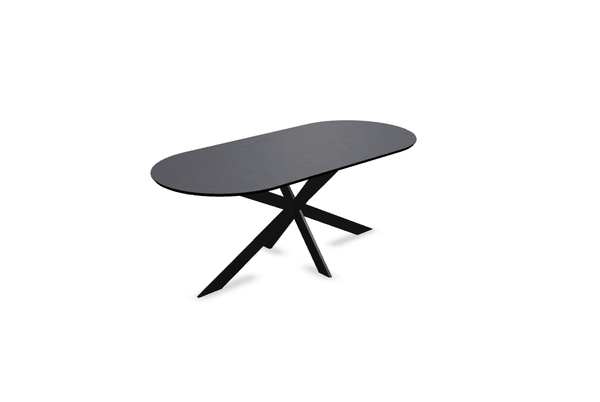 Melamine eettafel beton donker - Plat ovaal - Matrix ultra dun onderstel - {{ product.type }} - Kas20