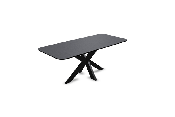 Melamine eettafel beton donker - Recht radius - Matrix dun onderstel - {{ product.type }} - Kas20