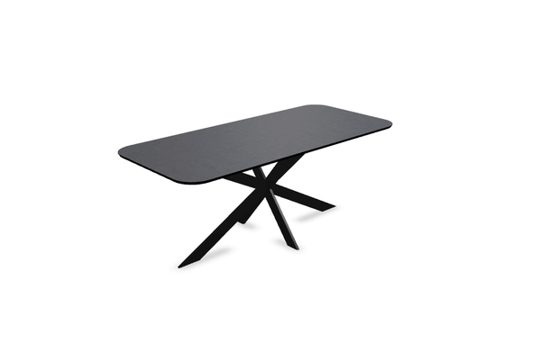 Melamine eettafel beton donker - Recht radius - Matrix ultra dun onderstel - {{ product.type }} - Kas20