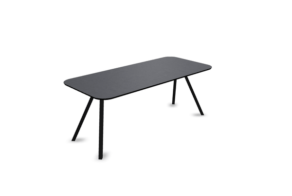 Melamine eettafel beton donker - Recht radius - Schuine i onderstel - {{ product.type }} - Kas20